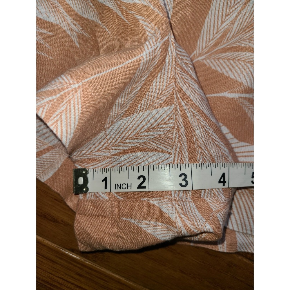 Tahari Womens Shorts M NWOT 100% Linen Palm Leaf Tropical Print Belted High Rise - Picture 5 of 9